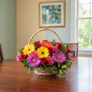 Una canasta de flores es un regalo clásico y elegante que transmite cariño, gratitud y alegría en cualquier ocasión especial.