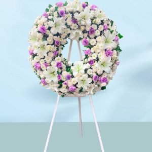 Corona Fúnebre con Flores Moradas