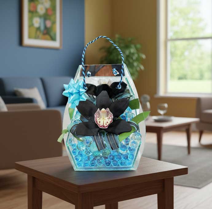 La orquídea negra es una flor enigmática y sofisticada, símbolo de poder, elegancia y misterio. Su color profundo la convierte en un regalo único y exclusivo, perfecto para expresar admiración, respeto o amor con un toque diferente.
