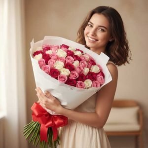 Sorprende con la grandeza y delicadeza de un ramo de 100 rosas en tonos pastel, un regalo exclusivo que refleja amor, ternura y distinción. 🌹🤍