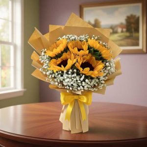 Los Ramos de Flores con Girasoles transmiten alegría, energía y vitalidad, siendo el regalo perfecto para cumpleaños, aniversarios, graduaciones o simplemente para iluminar el día de alguien especial
