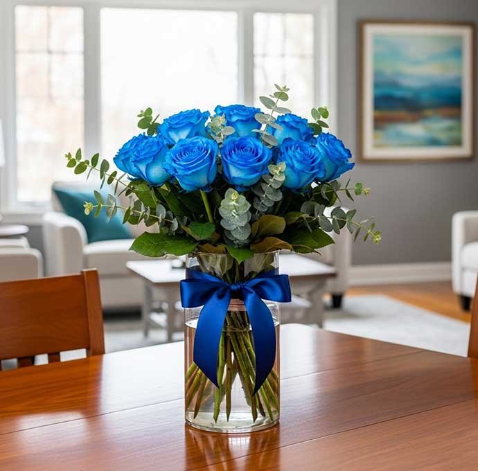 Las rosas azules son un símbolo de misterio, elegancia y exclusividad, perfectas para sorprender con un regalo fuera de lo común.