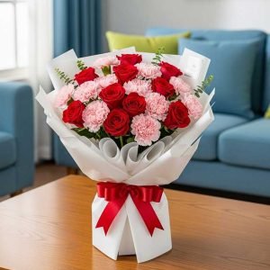 El ramo de rosas rojas elegante es un detalle romántico y sofisticado que simboliza pasión, amor verdadero y compromiso.