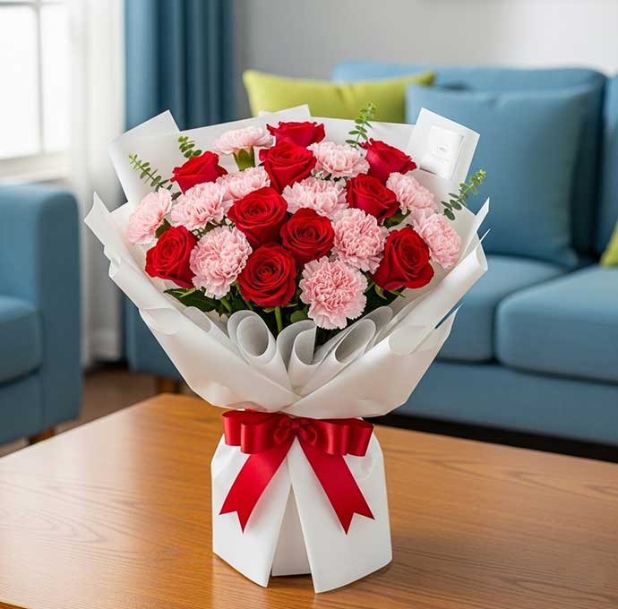 El ramo de rosas rojas elegante es un detalle romántico y sofisticado que simboliza pasión, amor verdadero y compromiso.
