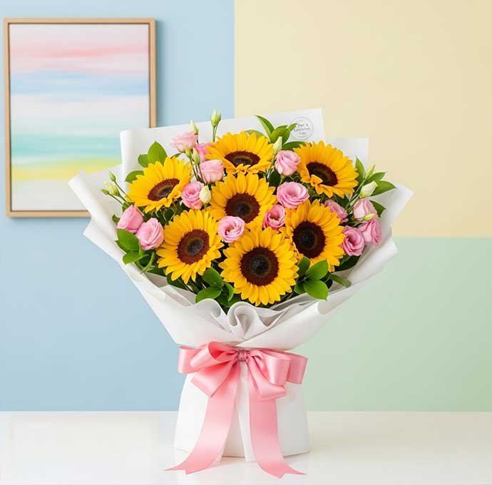Un ramo girasoles es símbolo de alegría, energía y vitalidad, convirtiéndose en el regalo perfecto para transmitir optimismo y buenos deseos.