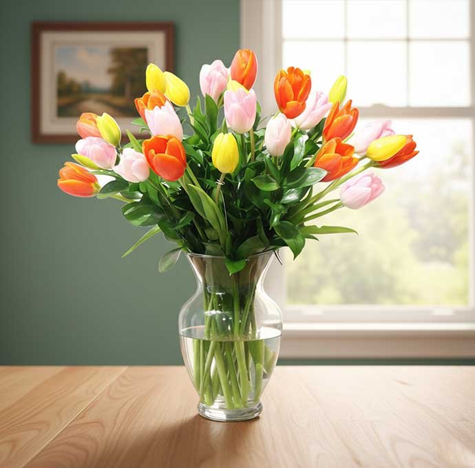 Disponemos de tulipanes precio bajo en una amplia gama de colores: rojos, rosas, amarillos, naranjas, blancos y combinados, ideales para transmitir emociones únicas. Cada ramo es elaborado por floristas expertos que cuidan la frescura y presentación.