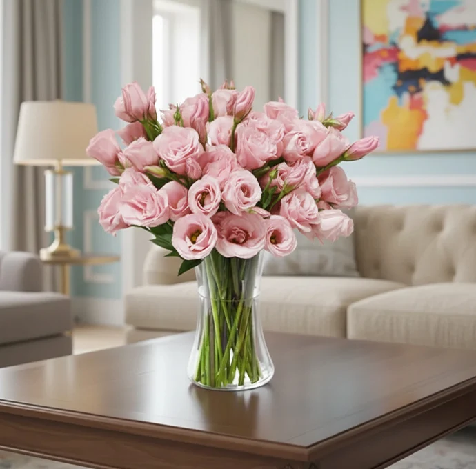 El Lisianthus Rosa es una flor delicada y sofisticada, ideal cuando buscas regalos para una mujer que transmitan ternura, admiración y buen gusto.